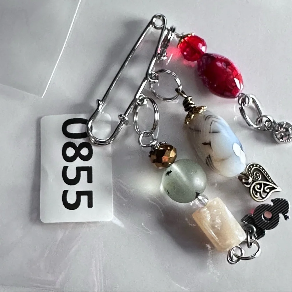 Brooch | Hand Crafted | Glass Beaded |  Pin Artisan Multicolor Wire-Wrapped OOAK